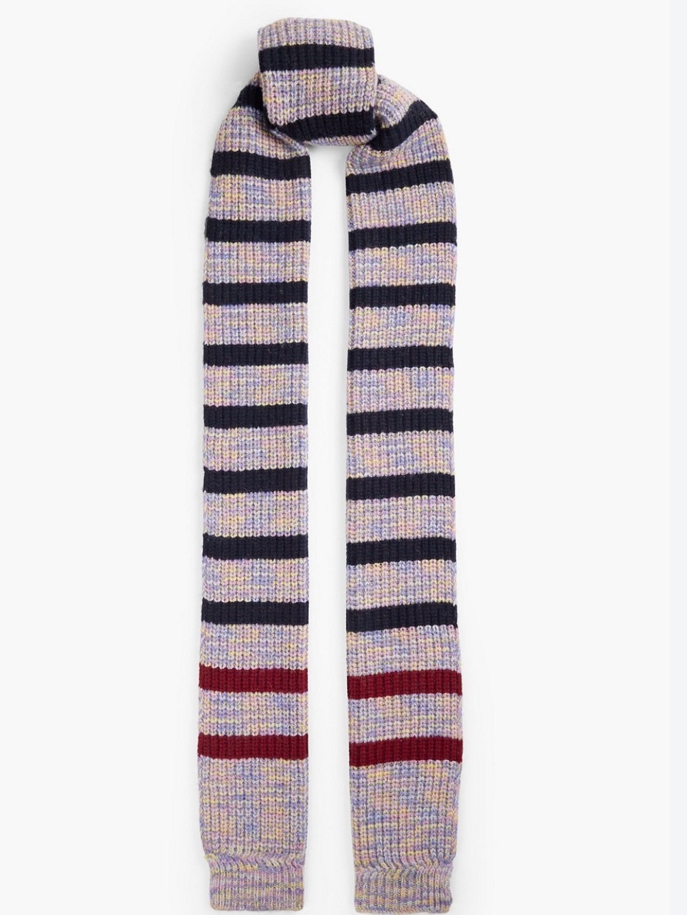ALEXACHUNG Label Extra Long Scarf Wool Blend Stripes and Purple Knit